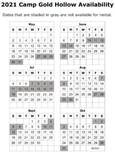 Camp rental calendar