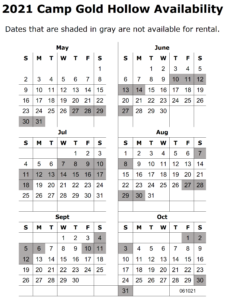 camp rental calendar